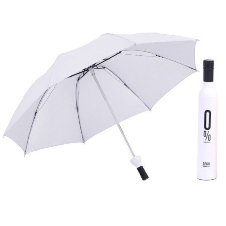 (WHITE) Portable Design Sun, rain, umbrella Anti UV sun, Folding Wine Bottle Umbrella